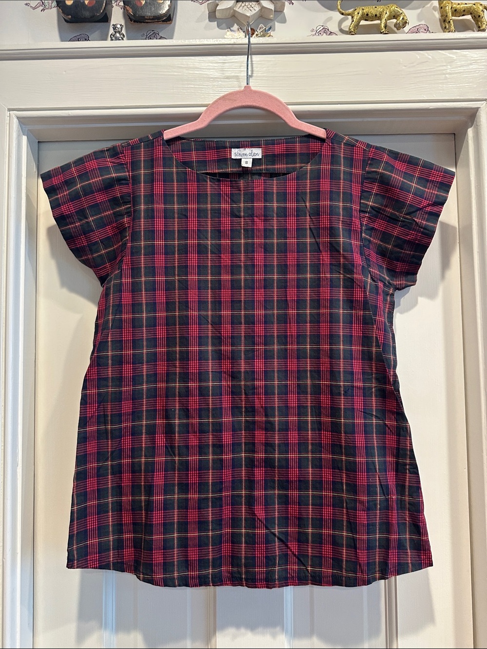 Steven Alan Plaid Top - Red & Black